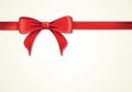 Red ribbons and greeting card, bows, new year, gift Royalty Free Stock Photo