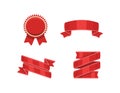 Red ribbons set, isolated on white background. Decorative ribbon banner collection. Royalty Free Stock Photo