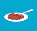 Red rice Porridge in plate and spoon isolated. Healthy food for