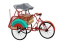 red rickshaw becak vector in flat design.