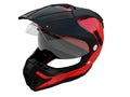 Red rider helmet for race with black or white accesories on a white background 3d rendering Royalty Free Stock Photo