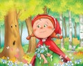 Red riding hood in the wood Royalty Free Stock Photo