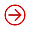 Red right next arrow in red circle. Icon for buttons on your web site pages