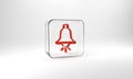 Red Ringing alarm bell icon isolated on grey background. Fire alarm system. Service bell, handbell sign, notification Royalty Free Stock Photo