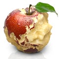 Apple with carved continents. Asia Royalty Free Stock Photo