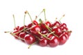 Red, ripe, fresh cherries on a white background. Royalty Free Stock Photo