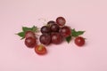 Red ripe grape on pink background, close up Royalty Free Stock Photo