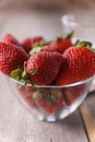 Ripe organic strawberries in a glass bowl. Royalty Free Stock Photo