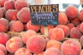 Red ripe peaches at the farmers market