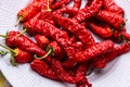 Red ripe peppers on a plate.. Royalty Free Stock Photo