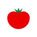 Red ripe single tomato. Vector flat color icon isolated on white.