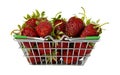 Red ripe strawberries in basket isolated on white background Royalty Free Stock Photo