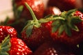 Red, ripe strawberries with well-defined texture in close-up. Macro shot of a strawberry. Background, screensaver