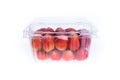 Red ripe strawberry in plastic box of packaging, isolated Royalty Free Stock Photo