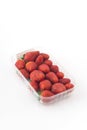 Red ripe strawberry in plastic box Royalty Free Stock Photo