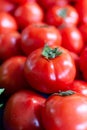 Red ripe tomatoes on farmets market close up Royalty Free Stock Photo