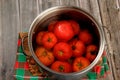 Red ripe tomatoes in a pot of hot water. Boiled Tomatoes Royalty Free Stock Photo