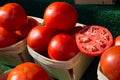 Red Ripe Tomatoes for Sale with Sample Slice Royalty Free Stock Photo