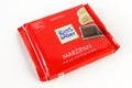 Red Ritter Sport Marzipan chocolate package isolated on white background