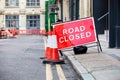 Red Road Closed road sign in a UK city street Royalty Free Stock Photo