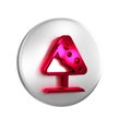 Red Road sign avalanches icon isolated on transparent background. Snowslide or snowslip rapid flow of snow down a