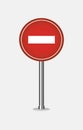 Red road sign is isolated on white background. Blank traffic label is empty Royalty Free Stock Photo