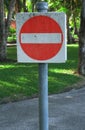 Red road signs, traffic signs on nature