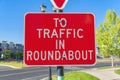 Red roadsign with white To traffic in roundabout at Daybreak in South Jordan, Utah Royalty Free Stock Photo