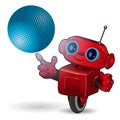 Red robot with blue ball