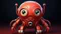 A red robot with large eyes and a big mouth, AI