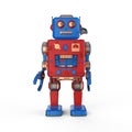 Red robot tin toy with headset Royalty Free Stock Photo