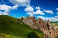 The red rock and blue sky white clouds summer