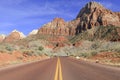 Red rock canyon and mountains, Zion National Park, Utah Royalty Free Stock Photo