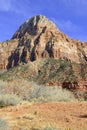 Red rock canyon and mountains, Zion National Park, Utah Royalty Free Stock Photo