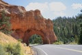 RED ROCK CANYON ROAD CUT THR0UGH ROCK Royalty Free Stock Photo