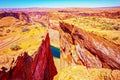 Red rock canyon road panoramic view. Arizona Horseshoe Bend in Grand Canyon. Royalty Free Stock Photo