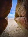 Red rock cliffs of Baltic sea, Veczemju klintis