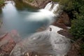 Red Rock Falls at Many Glacier, Glacier National Park,USA Royalty Free Stock Photo