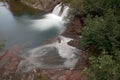 Red Rock Falls at Many Glacier, Glacier National Park,USA Royalty Free Stock Photo