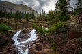 Red Rock Falls at Many Glacier, Glacier National Park Royalty Free Stock Photo