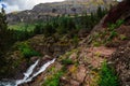 Red Rock Falls at Many Glacier, Glacier National Park Royalty Free Stock Photo