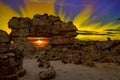 National park Isalo. Sunset - Isalo stone window, Madagascar . Royalty Free Stock Photo