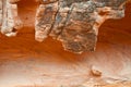 Red rock formation on canyon wall Royalty Free Stock Photo