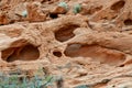 Red rock formation on canyon wall Royalty Free Stock Photo