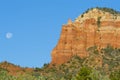 Red rock formation with full moon Royalty Free Stock Photo