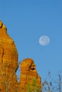 Red rock formation with full moon Royalty Free Stock Photo