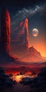 Red Rock Formations Desert Sunsets Mobile Wallpaper. Generative AI Royalty Free Stock Photo