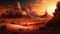 Red Rock Formations, Desert Sunsets Wallpaper. Generative AI Royalty Free Stock Photo