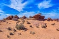 Red Rock Formations And Sandy Desert Royalty Free Stock Photo