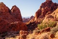 Red Rock Landscape in Petroglyph Canyon of Valley of Fire State Park, Nevada, USA